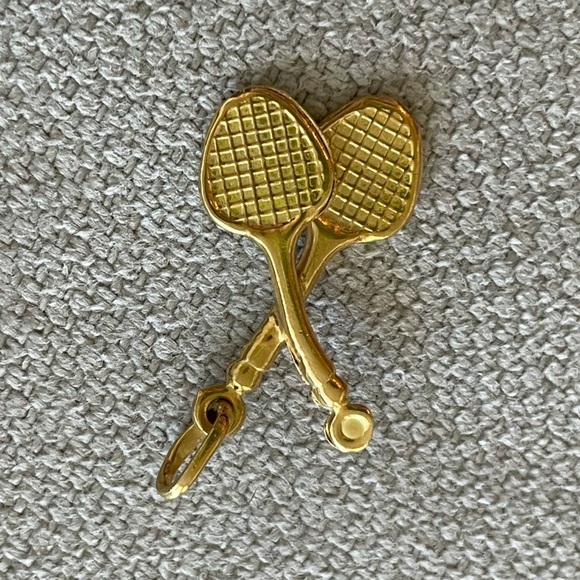 Estate🎾14KT Gold🎾Tennis Racket Charm Pendant - Picture 7 of 8